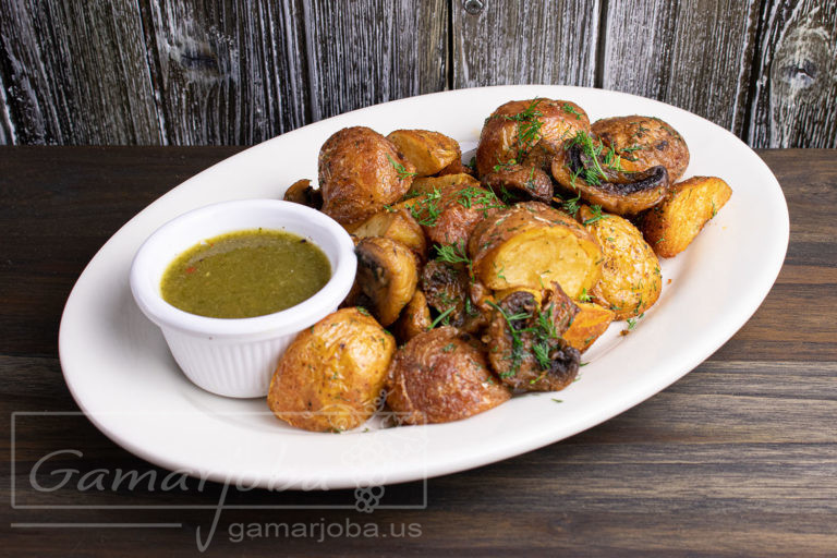 Fried Homemade Style potatoes with Mushrooms
